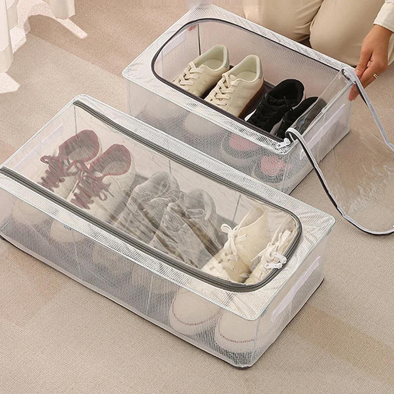 PVC Shoes Storage Bag Dustproof Waterproof Transparent Clothes Storage Box Under The Bed Large Capacity Shoes Storage Rack