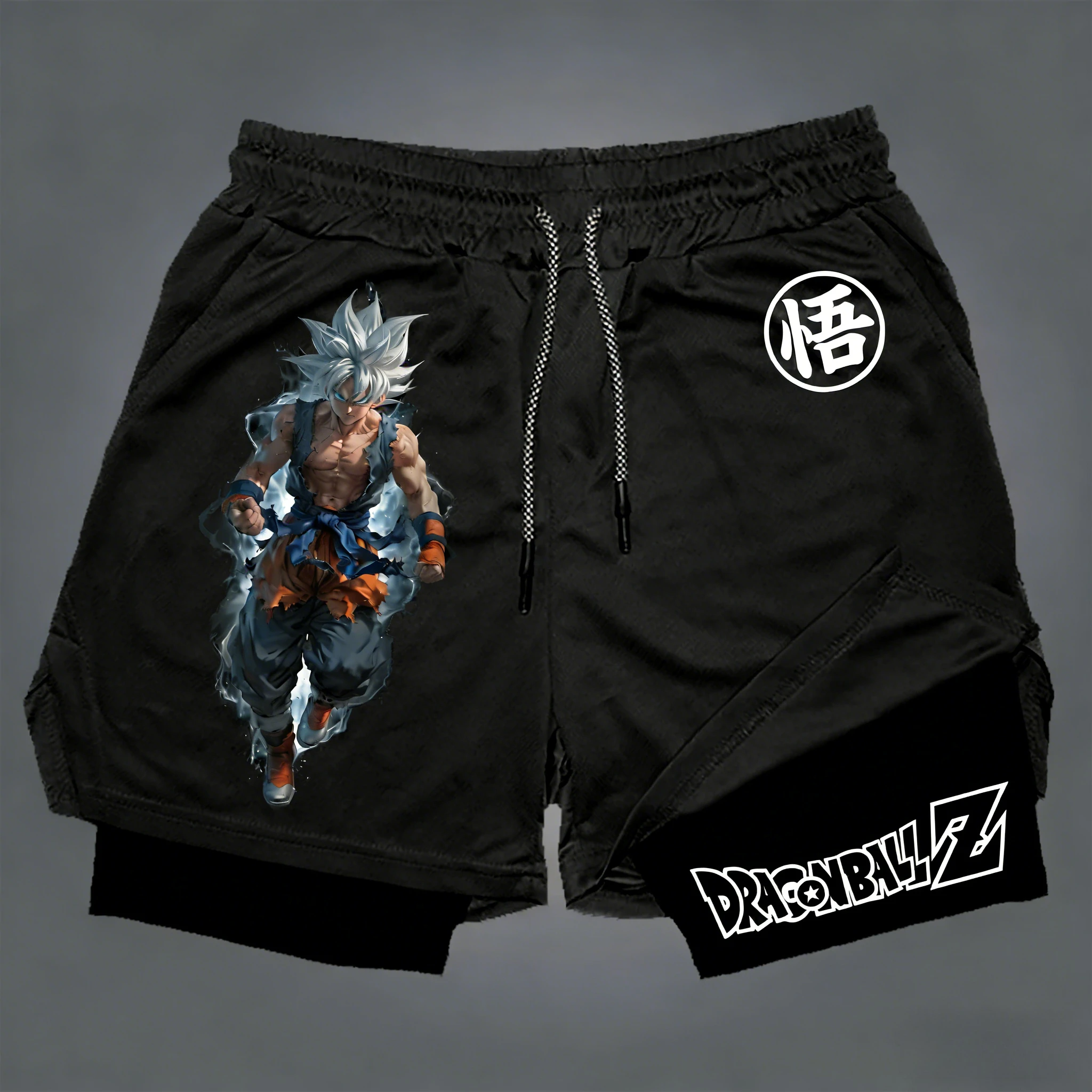 

Двухслойные шорты с принтом Bandai Dragon Ball Goku, свободные мужские и женские летние спортивные шорты, впитывающие пот и дышащие.