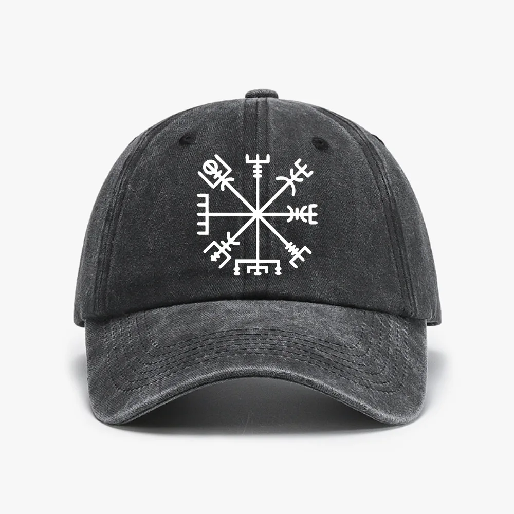 

Vegvisir Viking print Baseball Cap Washed soft top Distressed Denim caps Adjustable casual Dad Hat for Men Women sun hats