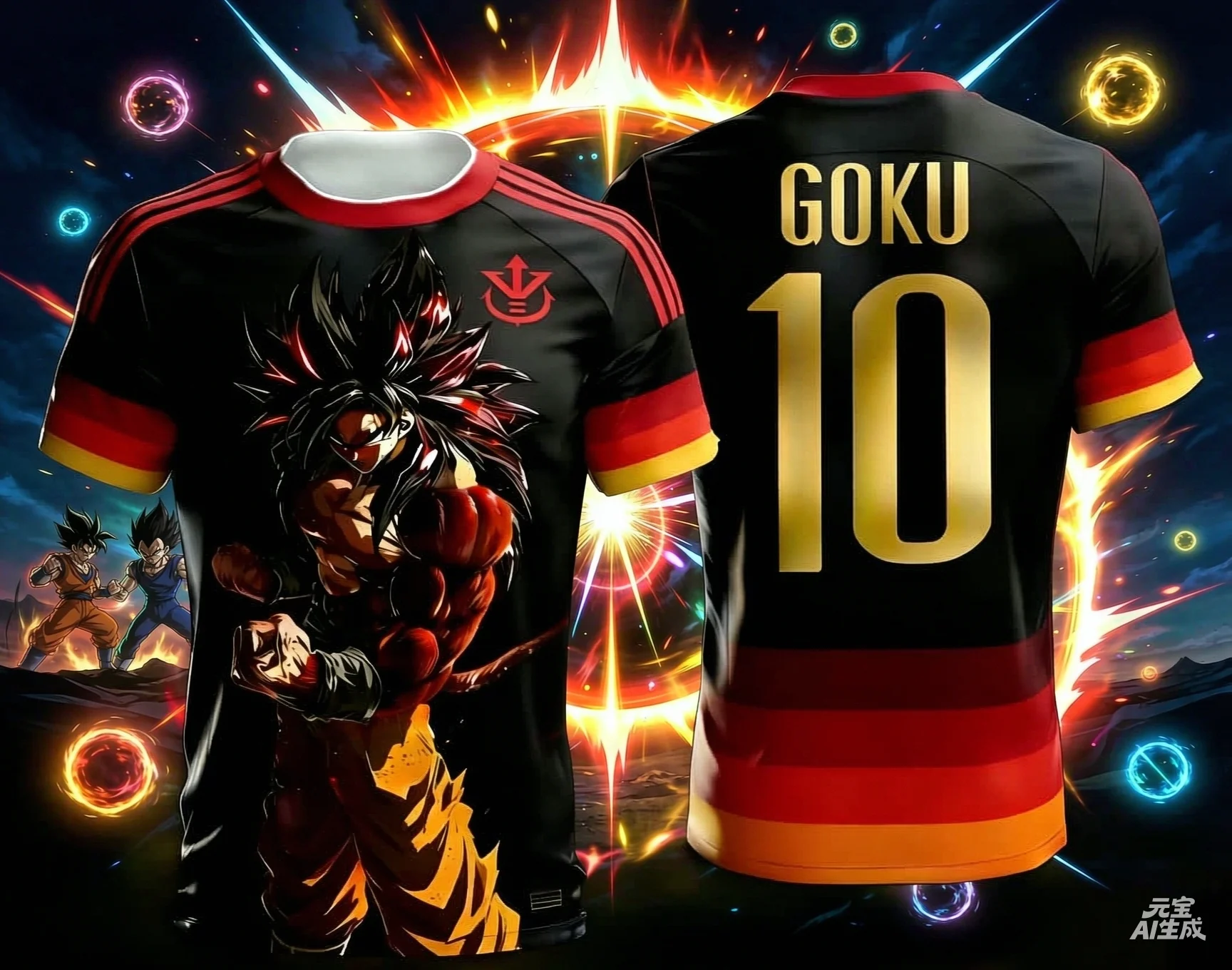 2026/27  Hot Dragon Ball 3D Printing Wukong 10 # Football Training Suit Parent Child Large Size Breathable Fashion Sports Top