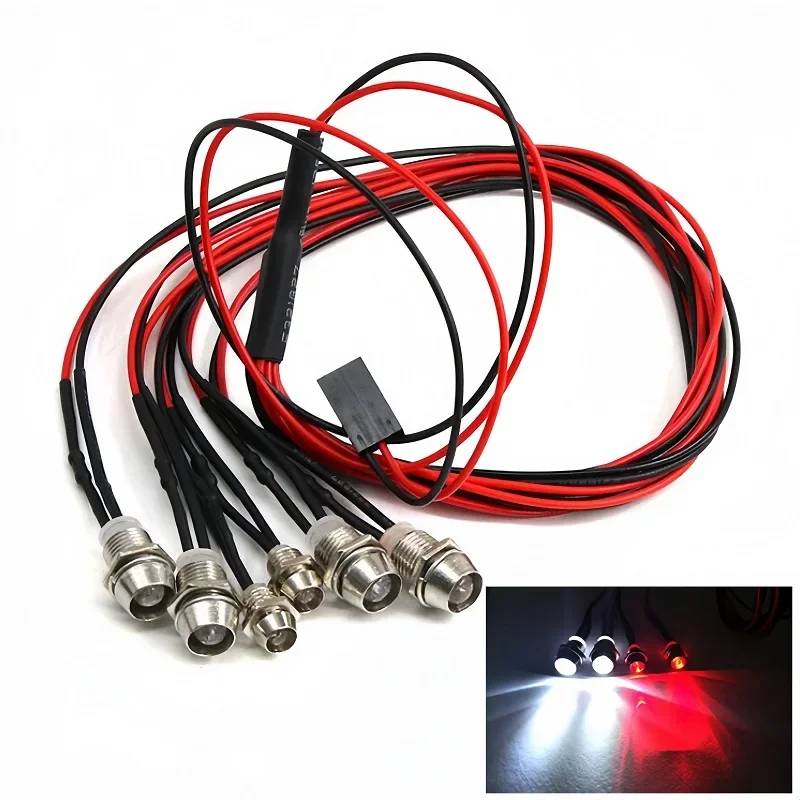 Faros delanteros y traseros de control remoto, luces LED RC, 2/4/6/8, rojo, blanco, 3/5mm