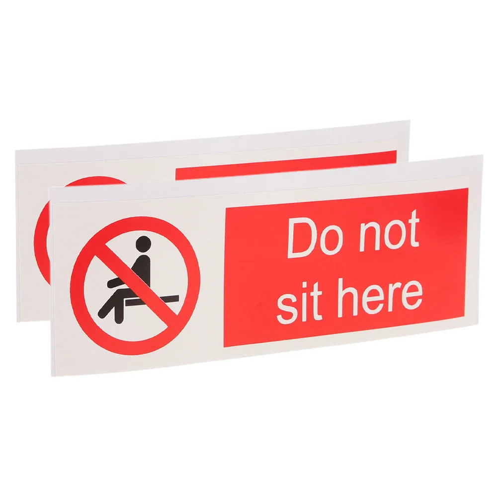 

2 pcs Warning Sticker 150mm x 50mm Selfadhesive Safety Reminder No Sitting Office School Hotel Traffic Sign Caution