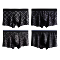 4PCS Casual Stripe Letter Men's Flat Panties Seamless Large Size Boxer Shorts Male Low Waist Underpants Mens Underwear Man