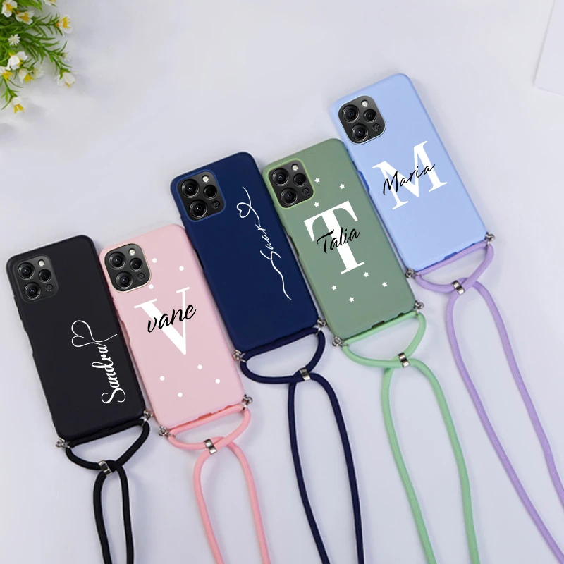 

Personalised Custom Name Case for Xiaomi Redmi 12 4G Lanyard Rope Silicone Case for Xiaomi Redmi 12 4G Strap Cover Coque