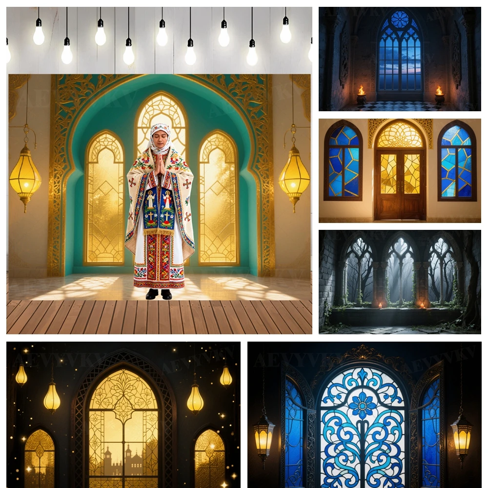 

Vintage Colorful Glass Window Church Photography Pentecost Theme Backdrop Wedding Maternity Portrait Background for Photo Studio
