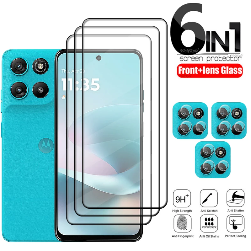 6-in-1 For Moto G67 Glass For Motorola Moto G67 Power Tempered Glass Full Cover Glue Screen Protector Moto G67 G 67 Lens Glass