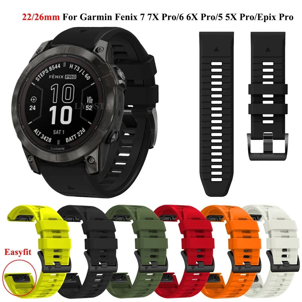 Quick fit 26/22mm Silikon band für Garmin Fenix 7x7 6x6 Pro 5 5x plus 3hr Ansatz s70 s62 s60 Armband Armband Correa