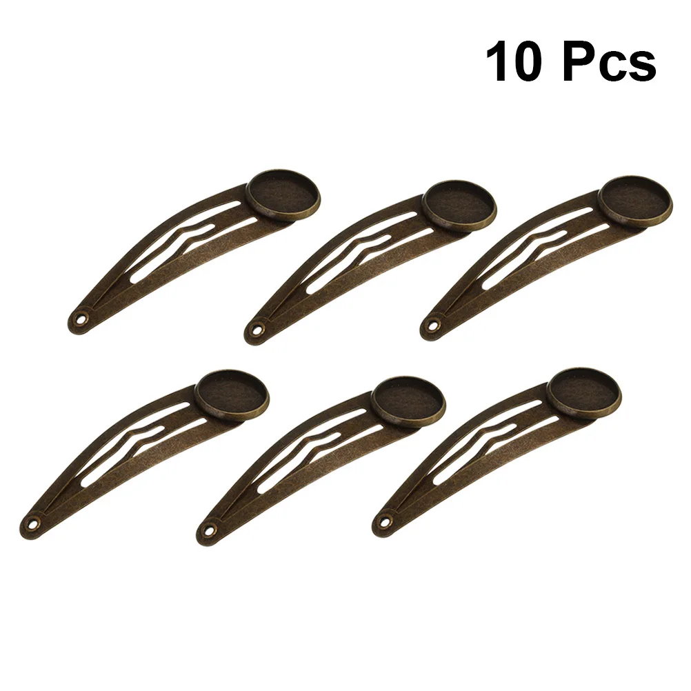 

10Pcs Bobby Pins DIY Barrette Clip 14mm Small Round Tray Brass Chic Hair Accessories for Daily Wedding Party