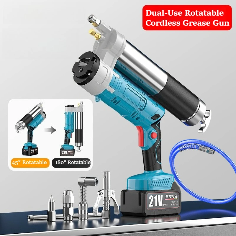 

21V Cordless Grease Gun, Rechargeable Electric Grease Gun with 180° Rotatable Design for Machinery