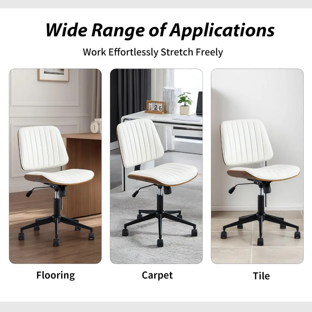 كراسي الألعاب كرسي مكتب منزلي صغير - كرسي مكتب متوسط الظهر بدون ذراعين مع 360 درجة ° دوارة وعجلات، ارتفاع منجد من البولي يوريثان قابل للتعديل #6