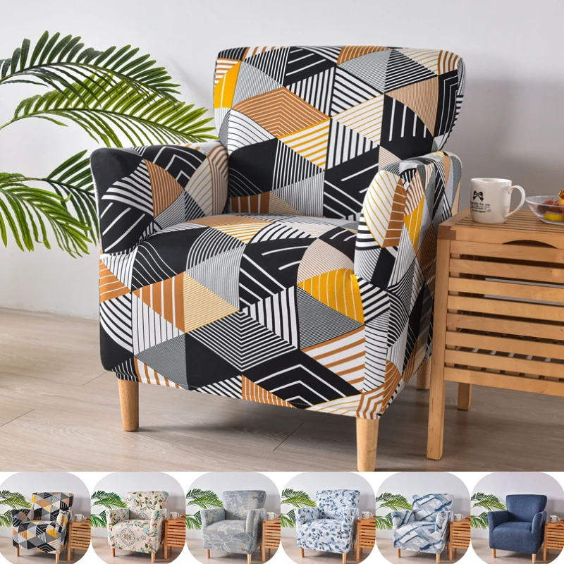 Nordic Floral Armchair Cover Elastic Spandex Anti-dirt Seat Slipcover Washable Single Chair Case for Study Bar Counter Hotel
