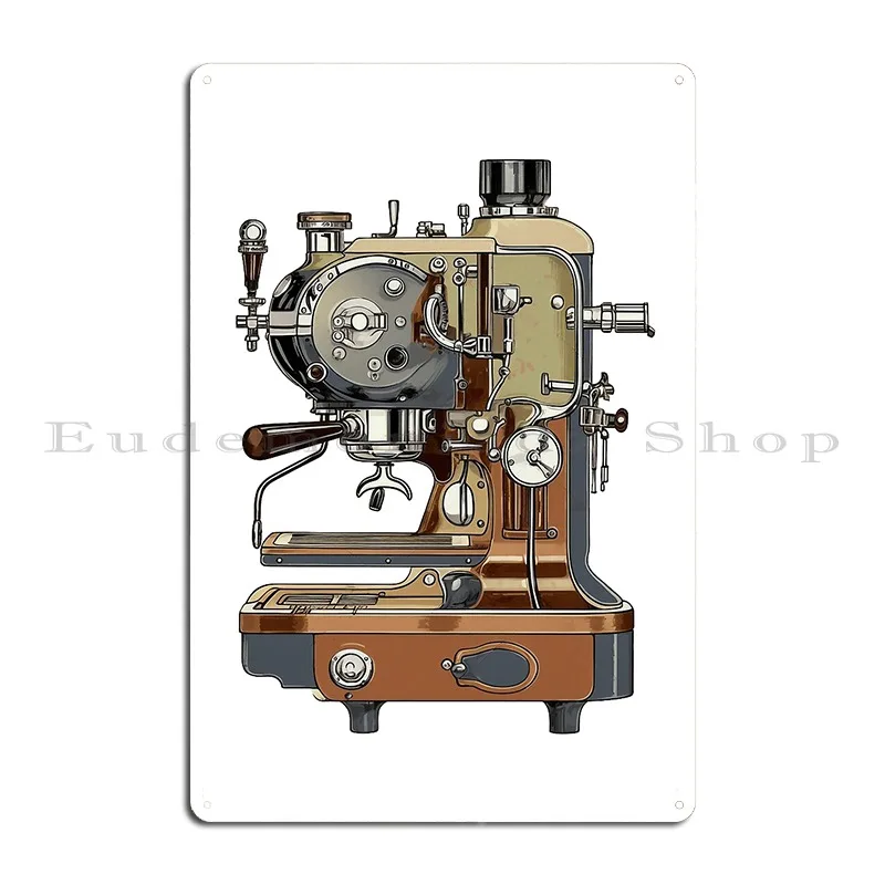 Retro Futurism Ii Steampunk Rustic Espresso Machine Art Metal Plaque Poster Painting Pub Mural Designing Kitchen Tin Sign Poster