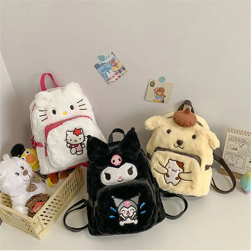 

Kawaii Sanrio Bag Hello Kitty Plush Bag Kuromi My Melody With Plushies Inside Backpack Children School Bag Girl Christmas Gift