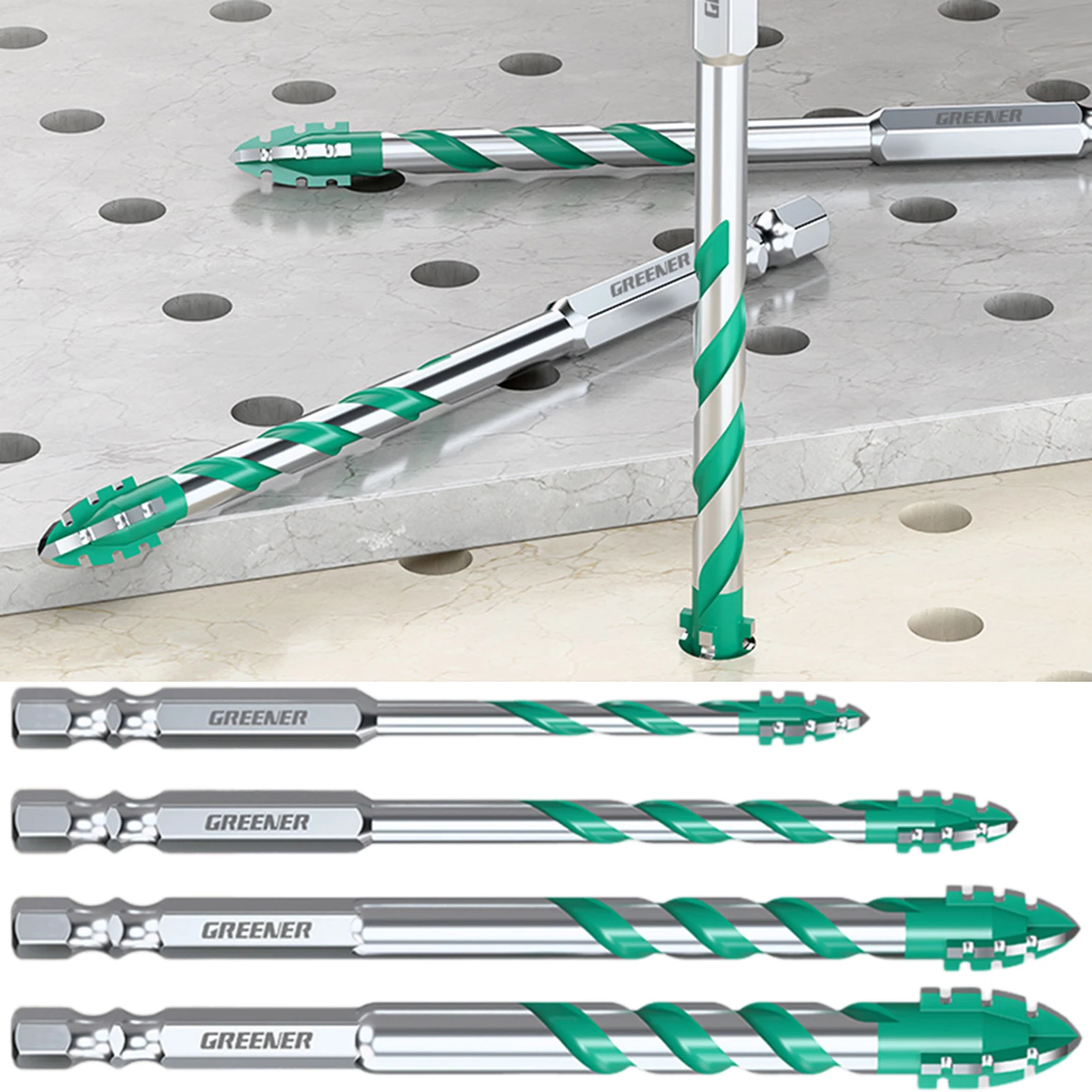 

4pcs/Set Four-Blade Eccentric Drill Bits,Versatile Eccentric-Twist Drill Bits Kit,High Hardness Concrete Drill Bit Set For Tile