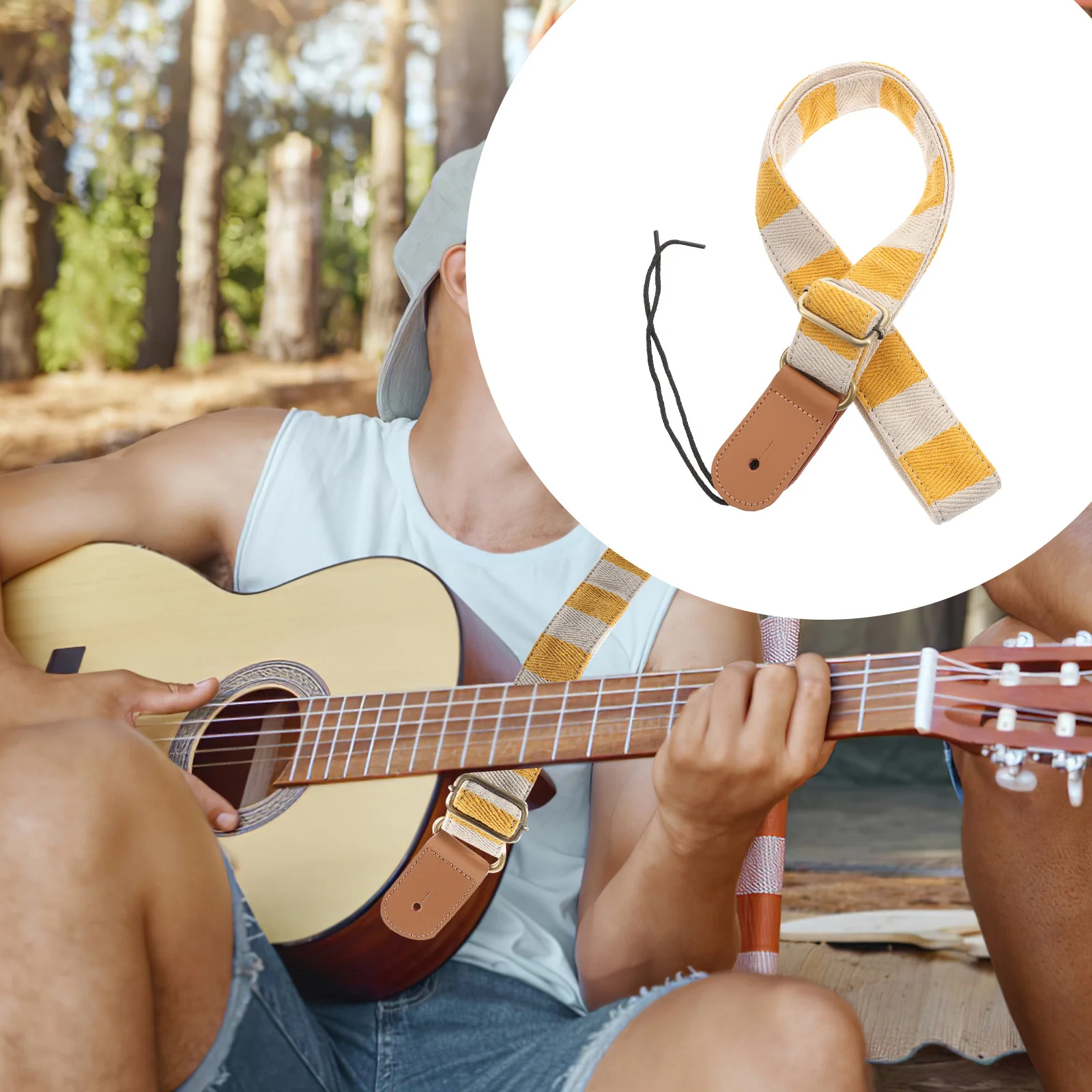 

Ukulele Strap Adjustable Durable Guitar Belt Ethnic Style Cotton Cloth Shoulder Strap For Kids Adults Performance Accessory