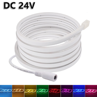 Neon LED Strip Light 24V 2835 120LEDs/m Waterproof 0.5M 5M 10M 15M 20M Flexible Neon Tape Silicone Tube LED Ribbon 10 Colors