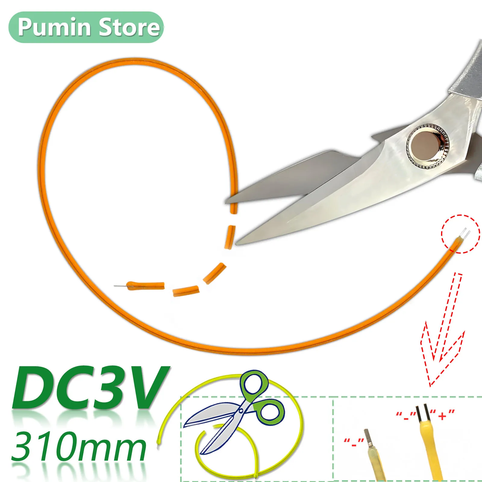 DC3V Free Cut Flexible LED Filament for LED Lamp DIY 310mm 2-in-1 Lamp Diode DIY Parts 2200K White Red Green 84Ra LED Filaments