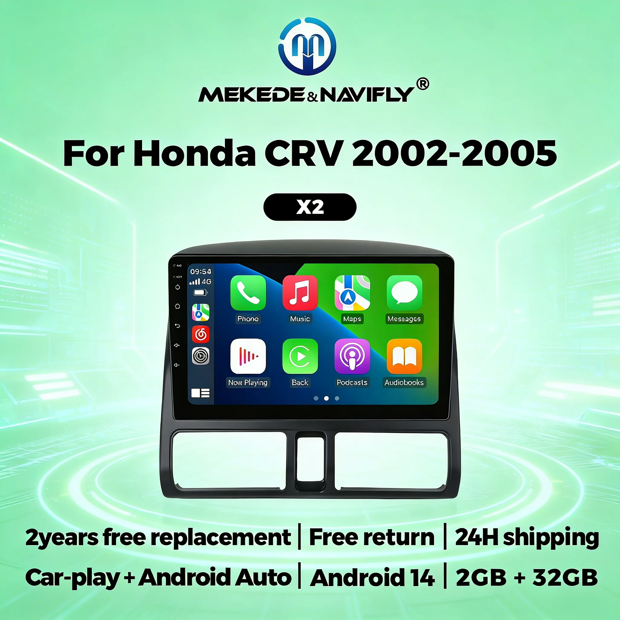 

Android 14 9 Inch Screen Car Radio Multimedia Player For Honda CR-V CRV 2 2001-2006 Head Unit WIFI Wireless Carplay Auto BT RDS