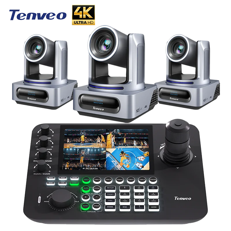 MSProfessional Live Streaming System 4K 12X/20X Zoom AI Auto Tracking NDI POE PTZ Camera 4K with Joystick Controller for Broadca