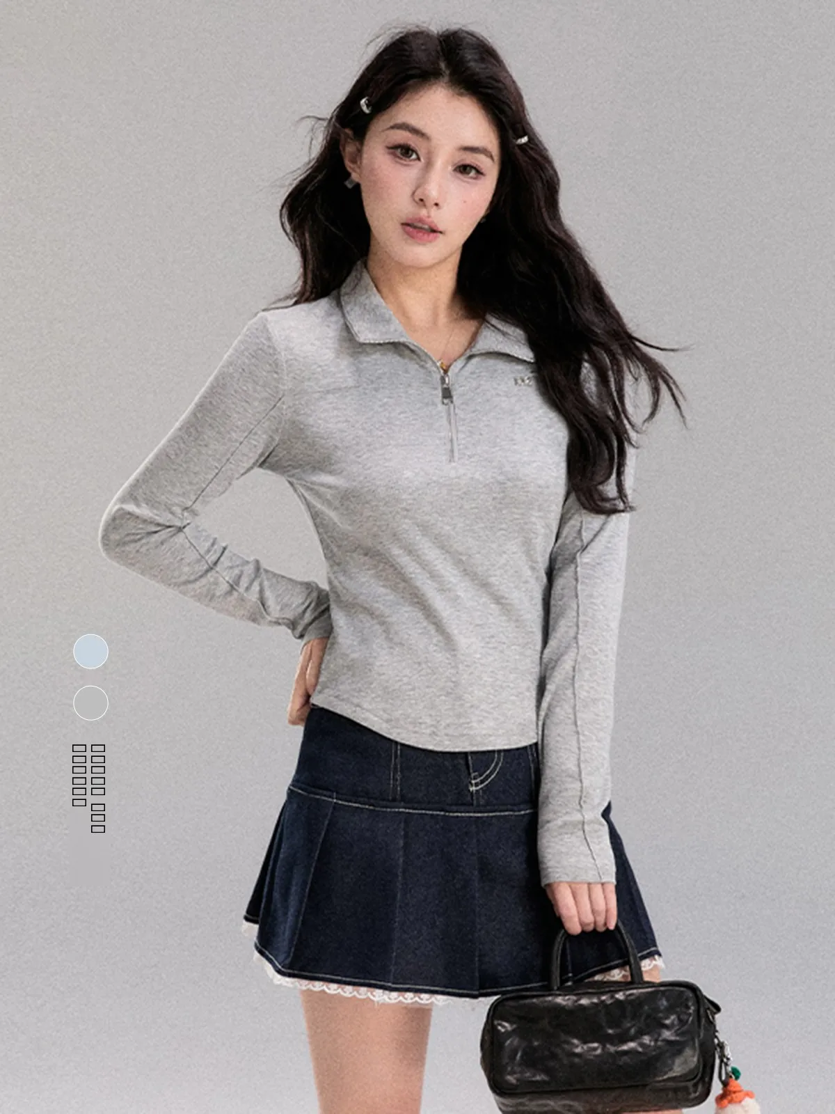 

Zipper Hoodie Long Sve Pure Color Women's T-irt Slim Fit Base Layer Spring New Sle Commute Sle Faionable T-irt