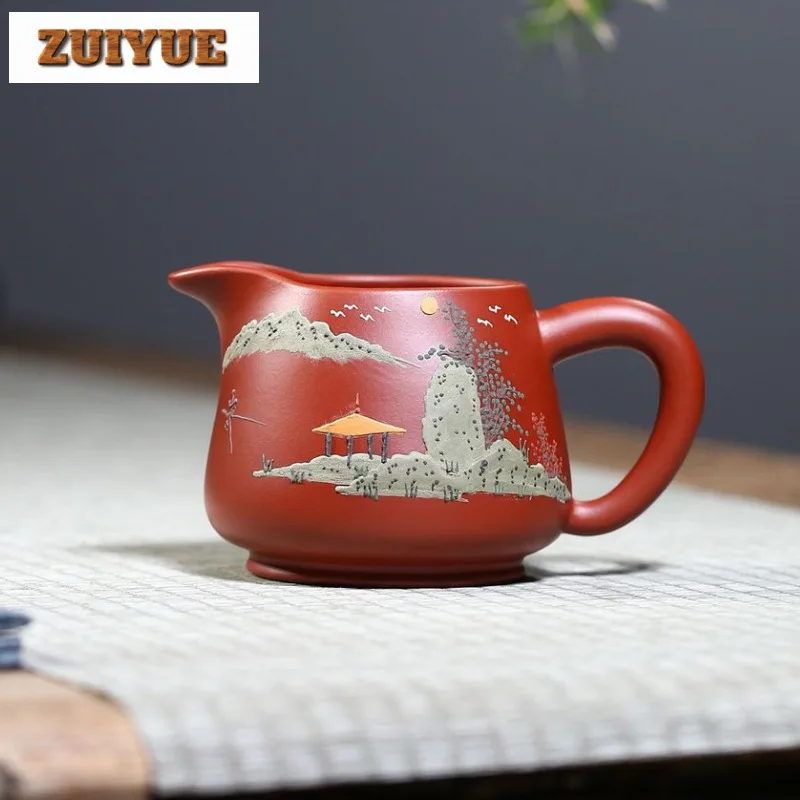 

240ml Yixing Zisha Landscape Tea Pitcher Divide Tea Tea-separating Cha Hai Dispenser Justice Cup Fair Mug Tableware Accessories