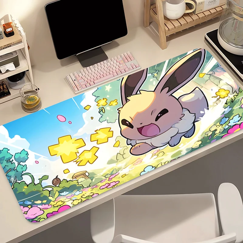 pc Mouse Pad 90x40cm Pokemon Eevee Kawaii Gaming Accessories Notbook Computer Speed Mini Pc Gamer Keyboard Pad Desk Mat Mousepad
