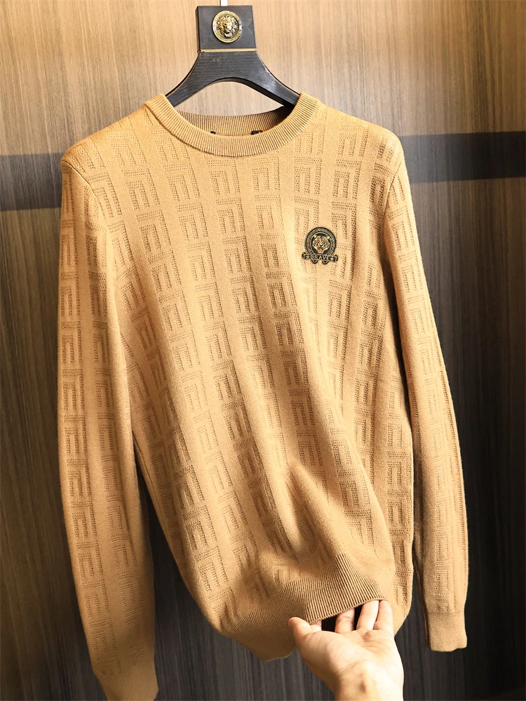 

H-Home Мужской вязаный свитер круглый Ne Fluffy Wool Blend Мягкий, приятный для кожи, осенне-зимний модный повседневный Ci Sle Pure Color