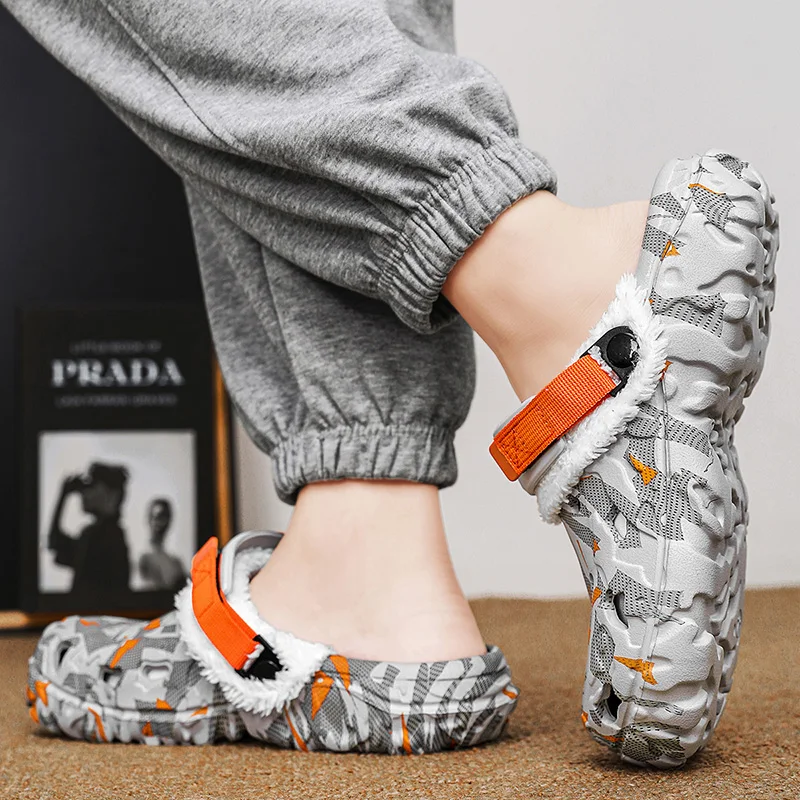 YRZL شبشب رجالي قباقيب الشتاء الدافئة فروي أفخم إيفا الشرائح لينة مريحة عدم الانزلاق شبشب منزل حذاء كاجوال للرجل