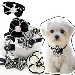 New Dog Collars 5PCS Adjusatble Dog Bowties Pet Bow Ties For Cats Pet Pearl Necklace For Dogs Pet Dogs Grooming Accessories