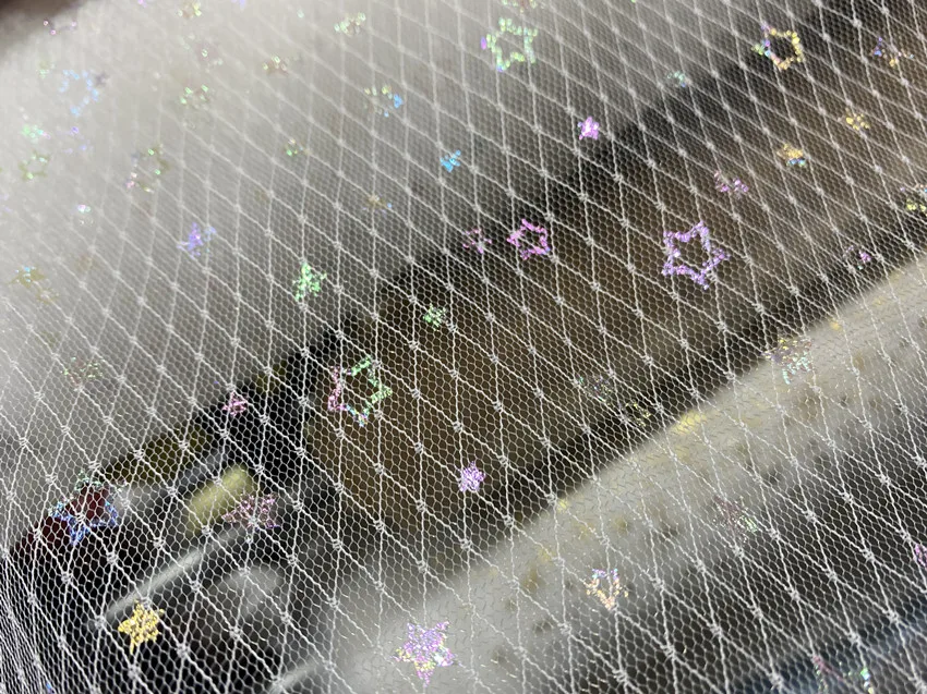 Five-Pointed Star Mesh Dress Draping Fabric for Wedding DIY Gauze Cloth Fabric