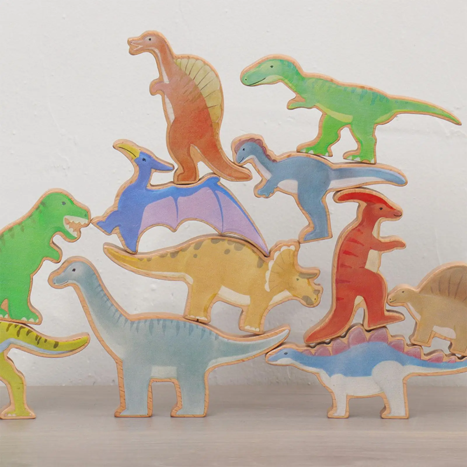 Klassische Holz klötze Dinosaurier Spielzeug Vorschul spiel für Kleinkind Mädchen Jungen