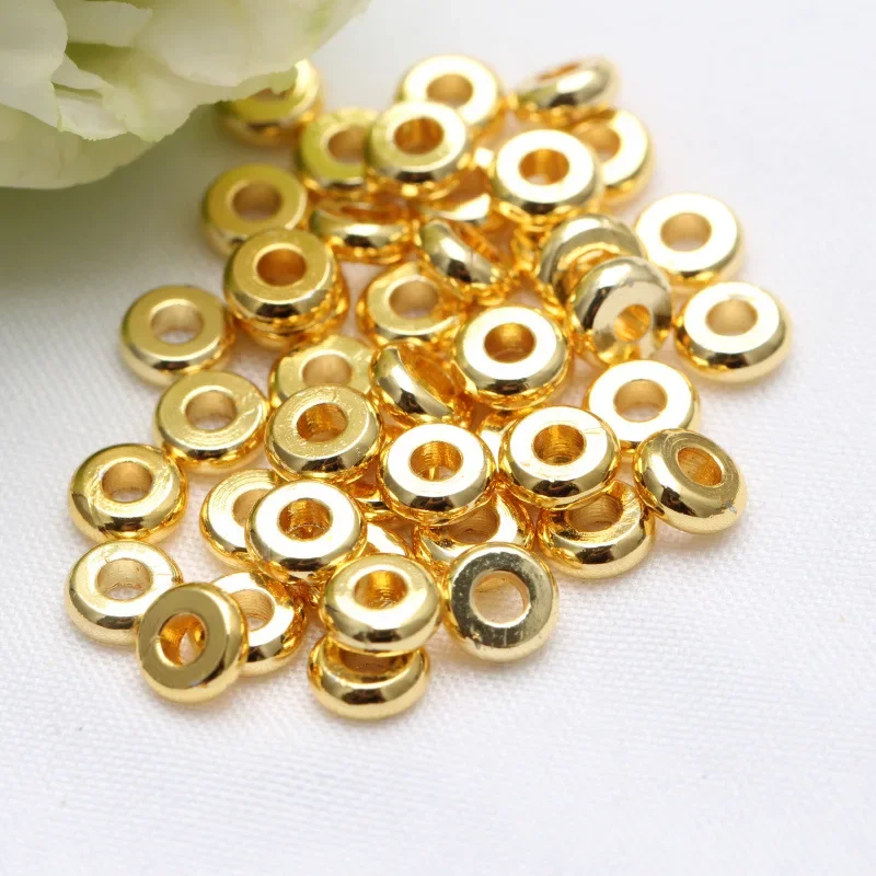 

50 Pieces Smooth Flat Wheel Spacer Beads Jewelry DIY Bracelet Necklace Crystal Pearl Hand Beaded Accessories Wholesale Jewelry