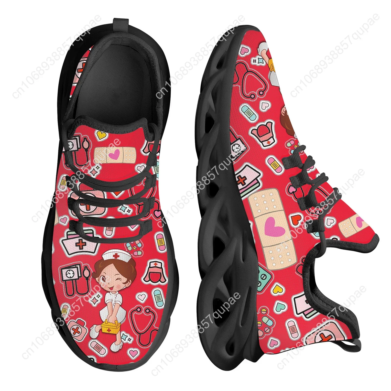 Kawaii Nurse Girls Pattern Flats Sneakers Shoes Mens Womens Sports Shoes Fashion High Quality DIY Sneaker Custom Made Shoe 5
