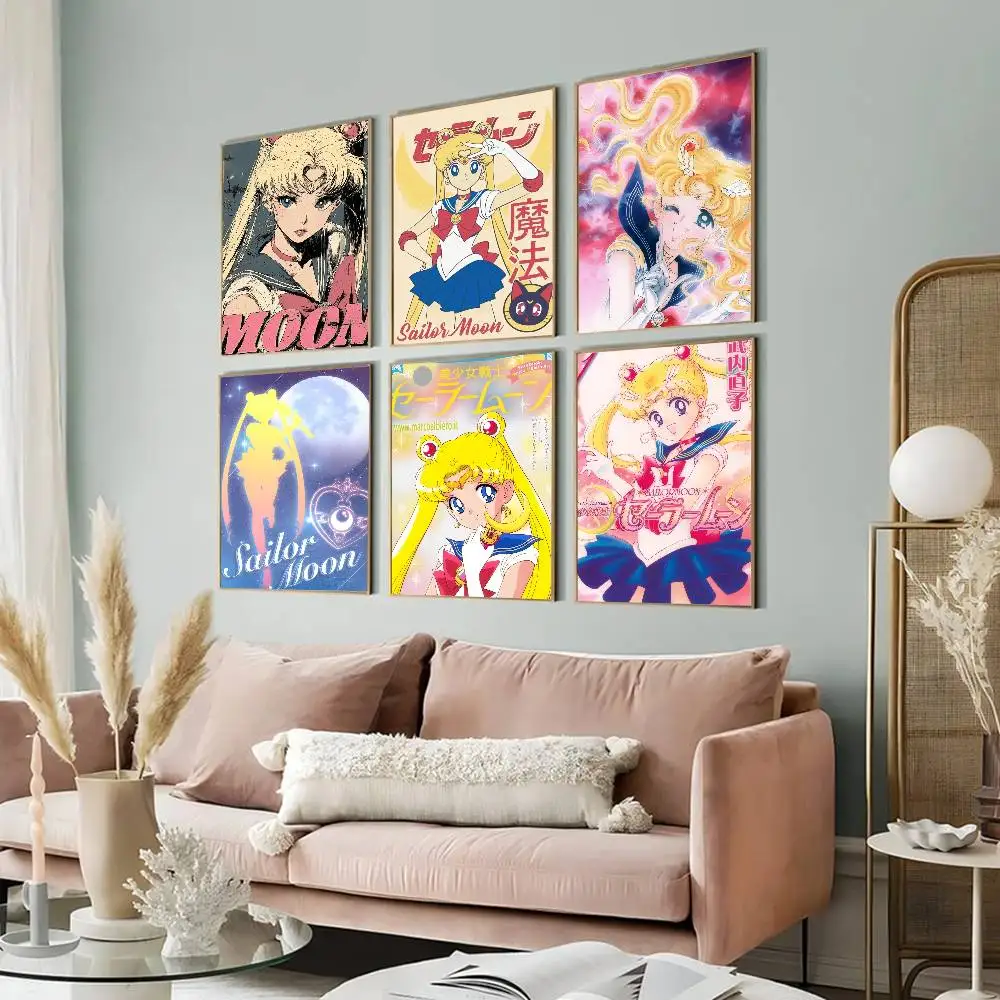 Anime-Klassiker T-Tsukino CUTE Usagi Klassische Vintage-Poster Vintage-Raumdekoration für Zuhause, Bar, Café, nordische Heimdekoration