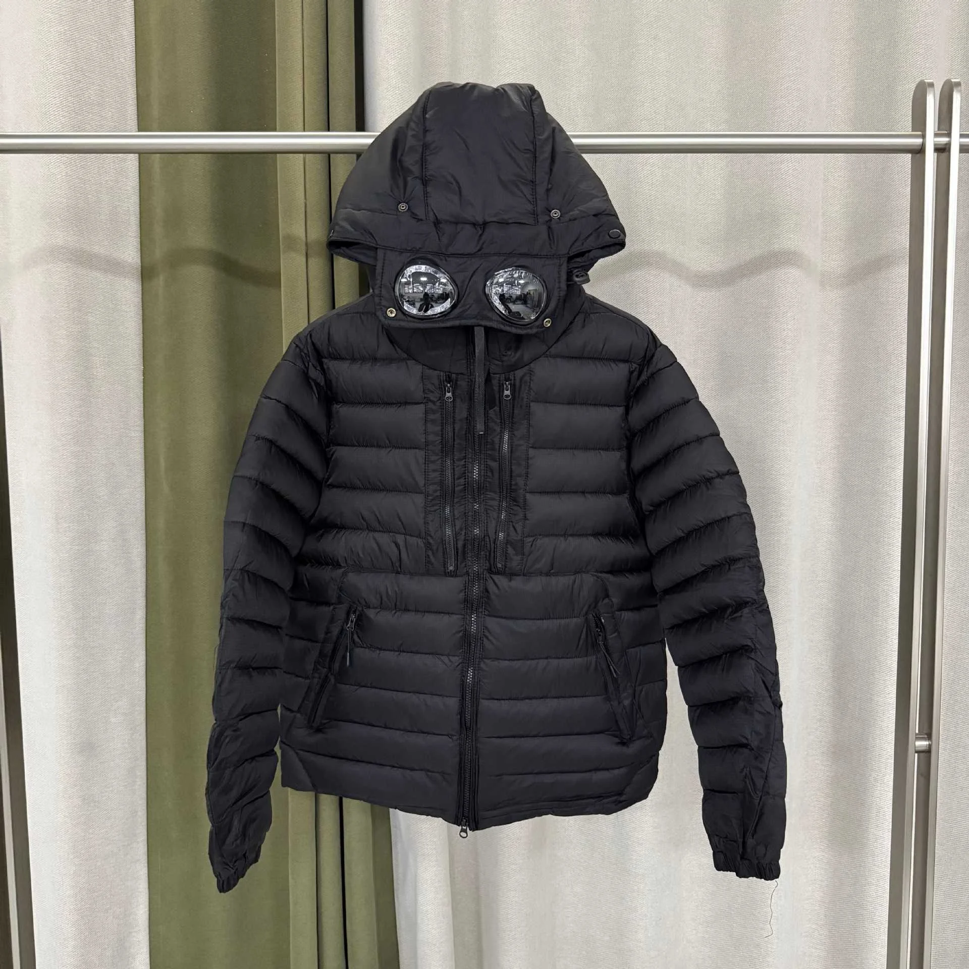 Lightweight Casual Winter Hat with Double Goggles American Style Thin Sewn Cotton Jacket Loose Basic Men's Polyester Fiber