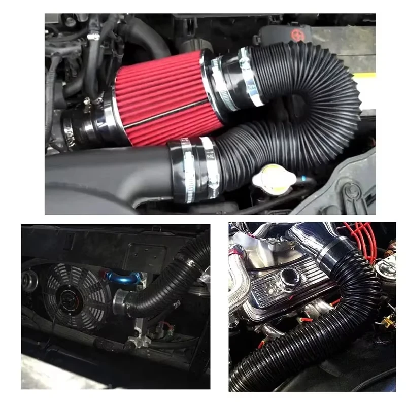 1Pcs 76MM Car Cold Air Turbo Intake Inlet Pipe Adjustable Flexible Duct Tube Hose Cold Feed Duct Pipe