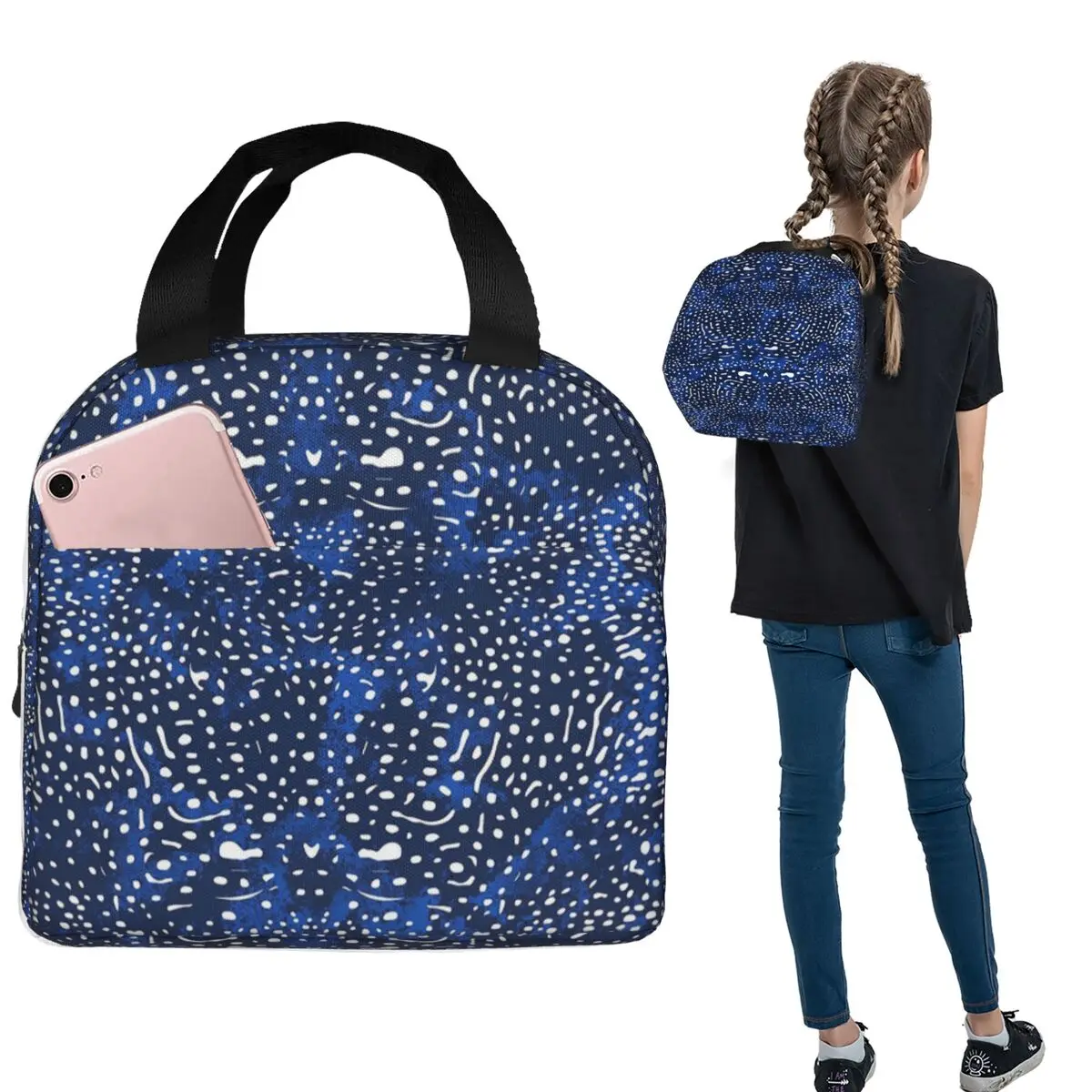 

Whale Shark Skin Design Insulated Lunch Bag for Women Kids Portable Food Boxes Thermal Lunch Box Tote