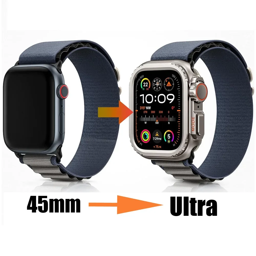 Carcasa de parachoques de Metal de lujo de 45MM y 44MM para Apple Watch Series 9 8 7 5 6 4 SE, cambio deportivo a Ultra 2, cubierta de parachoques de protección