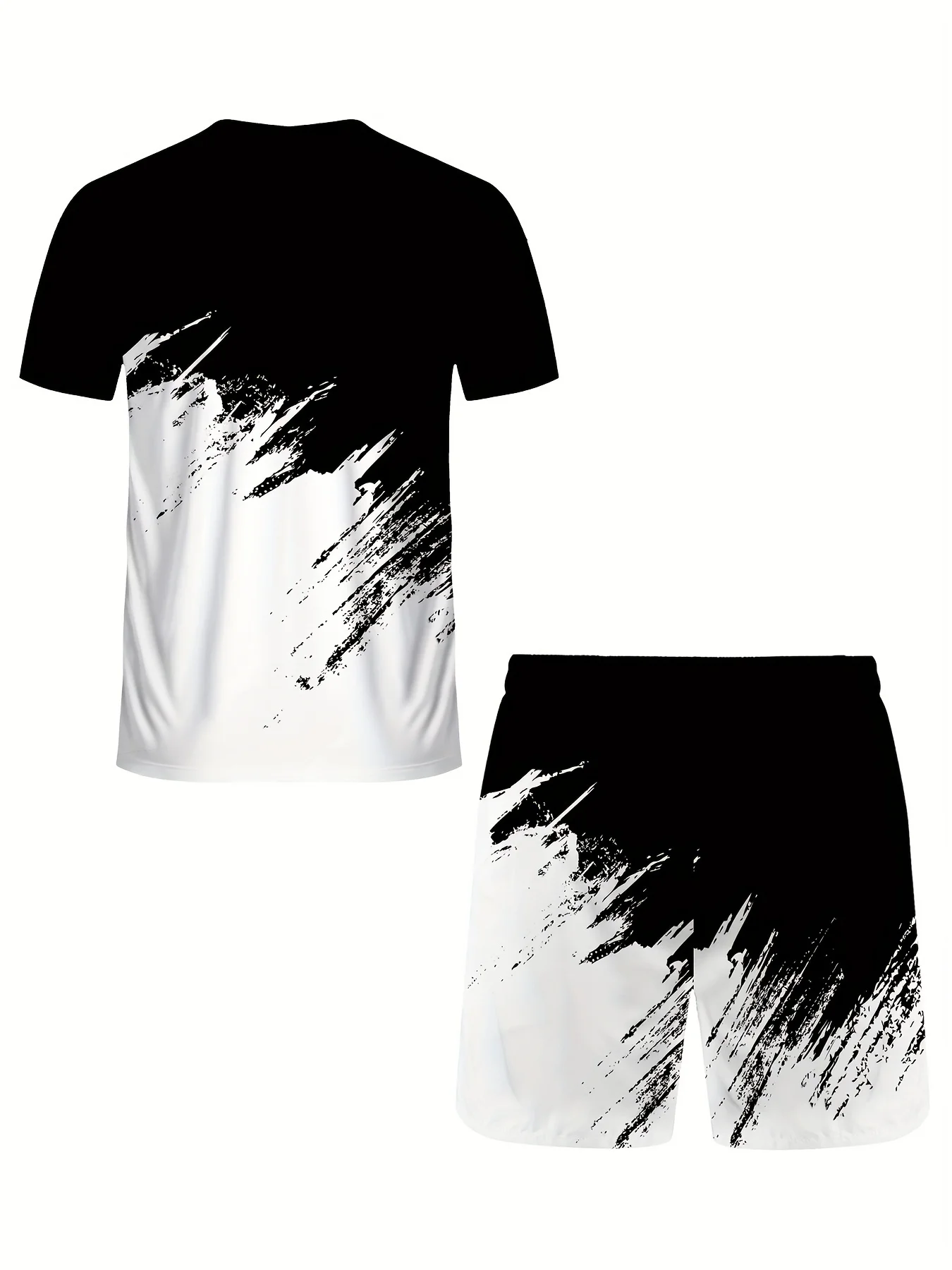 2025 Outdoor Sports, Leisure, Fashion, Contrasting Colors, 3D Digital Printing, Short Sleeved T-shirt, Shorts Set