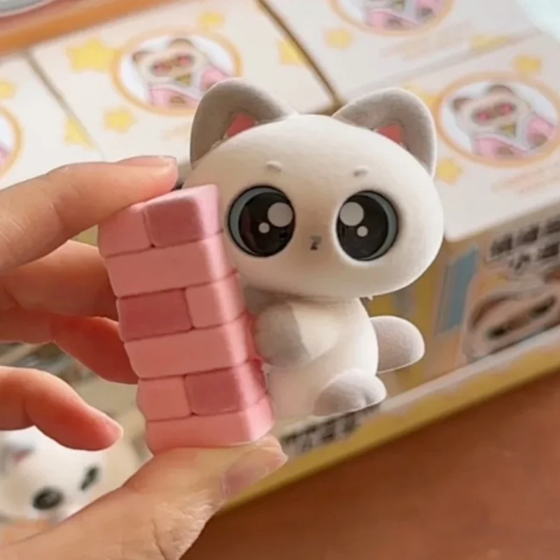 กล่องสุ่มตุ๊กตาแมวสยามกำมะหยี่แท้ ซีรีส์น่ารัก ของตกแต่งโต๊ะทำงาน ของเล่นกล่องปริศนา ของขวัญเซอร์ไพรส์วันเกิด