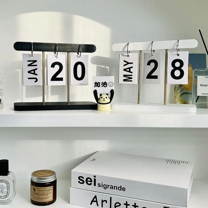 Reusable Flip Desk Calendar English Numeral Display Stand 1Pc Portable Ornament for Business Trip Planning 1pcs