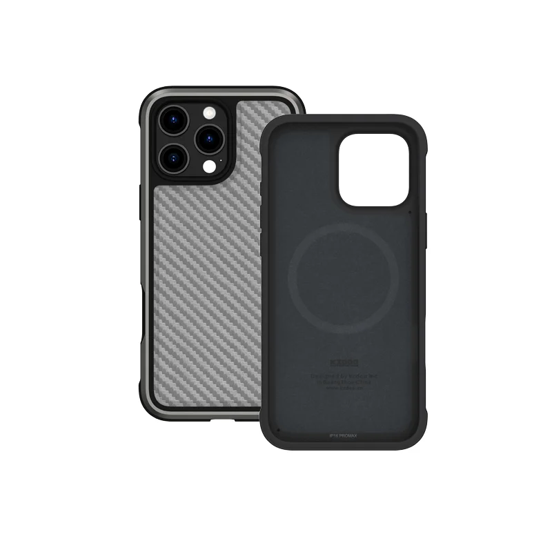 

KZDOO Mag Mars Premium Pu Leather Back Case Shockproof Soft Rubber Aluminum Metal Phone Protector for iPhone/16/16Pro/16 Pro Max