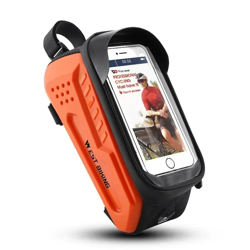 AliExpress WEST BIKING Hard Shell TPU Bicycle Bag Touchscreen 6-7.4" Phone Stand Waterproof Front Beam Bag MTB Road Bike Cycling Equipment