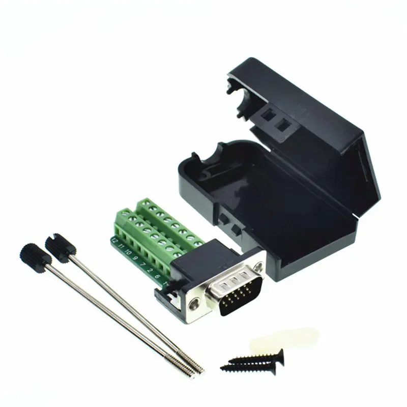 D-SUB DB15 VGA Male/Female 3 Rows 15 Pin Plug Breakout Terminals Screw Type DIY Connector
