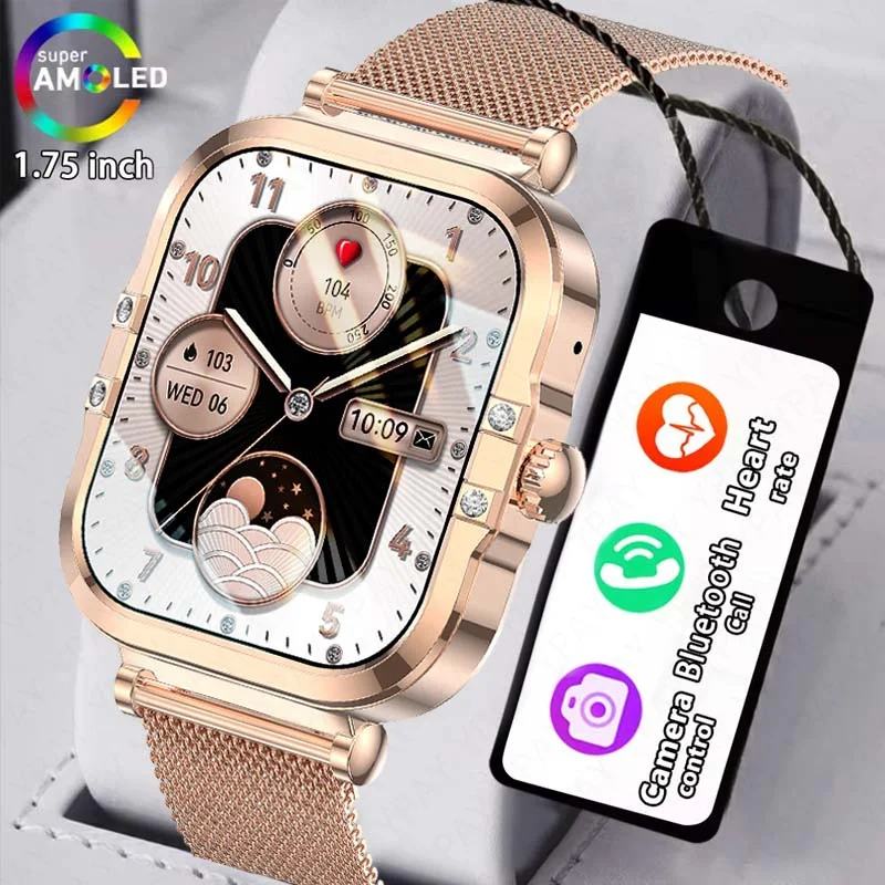 

Новые умные часы для Huawei FIT3, женские 1,75 дюйма, AMOLED, монитор сердечного ритма, женский монитор здоровья, водонепроницаемые спортивные умные часы с Bluetooth и вызовом