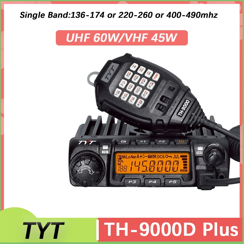 TYT TH-9000D Plus Car Mobile Radio Station 136-174MHz or 400-490MHz or 220-260MHz VHFUHF 60W 45W Transceiver 200CH High Capacity