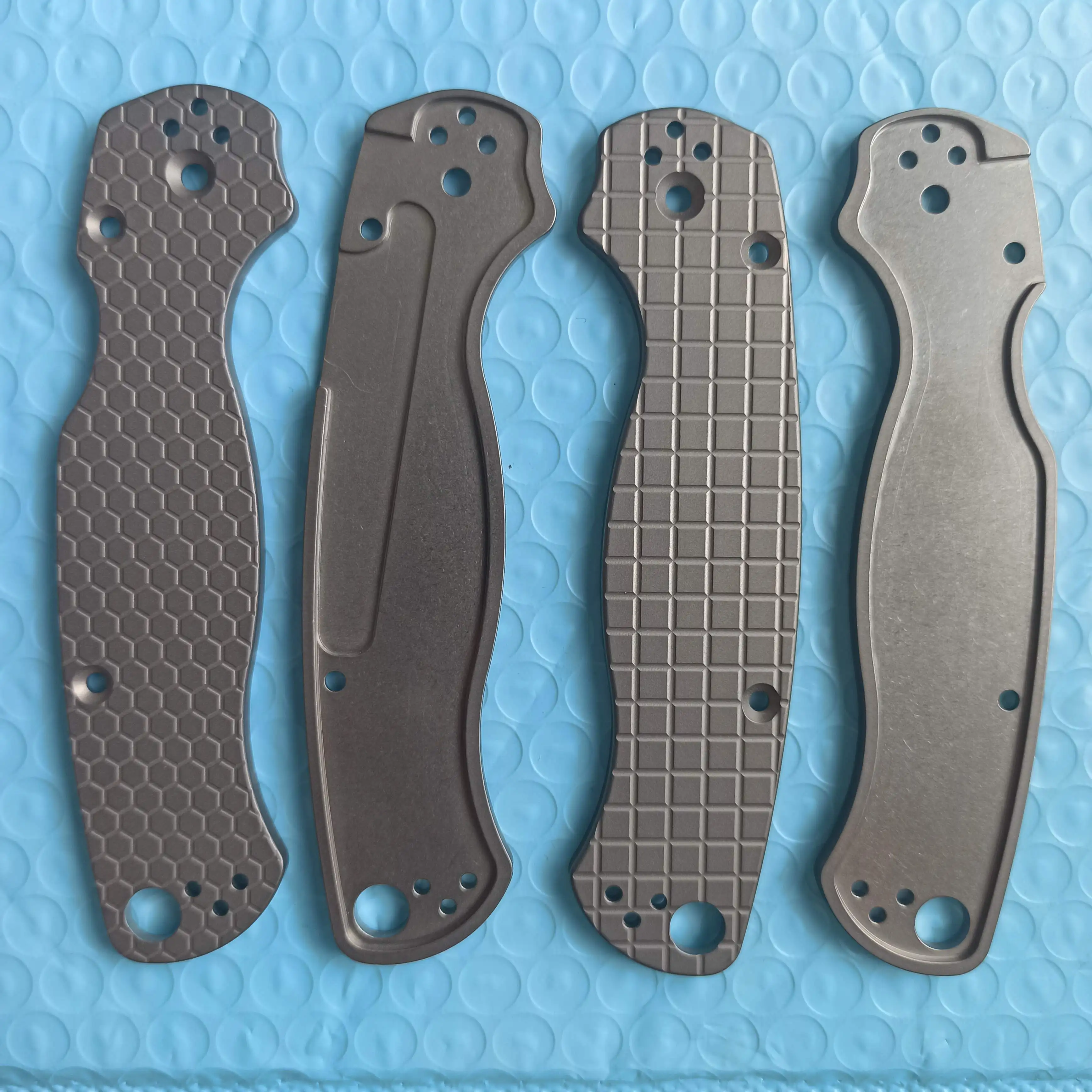 

2 Type 1 Pair Custom Made DIY Titanium Alloy Knife Handle Patch Anti-Slip for Spyderco Paramilitary C81