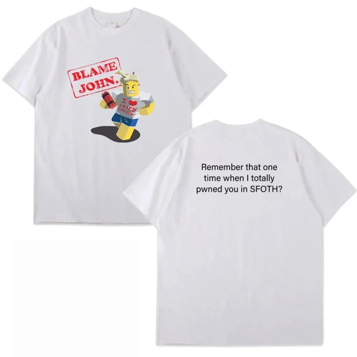 เสื้อยืดพิมพ์ลาย Blame John สไตล์ลำลอง ใส่สบาย แฟชั่น คอกลม เสื้อยืดผู้หญิง แขนสั้น สำหรับฤดูร้อน เสื้อยืดลายกราฟิก เสื้อยืด Y2K