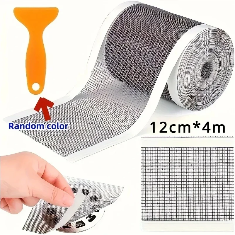 

12cm*4m Cutable Shower Drain Hair Catcher Disposable Shower Drain Sticker Mesh Bathroom Kitchen Sink Hair Filter