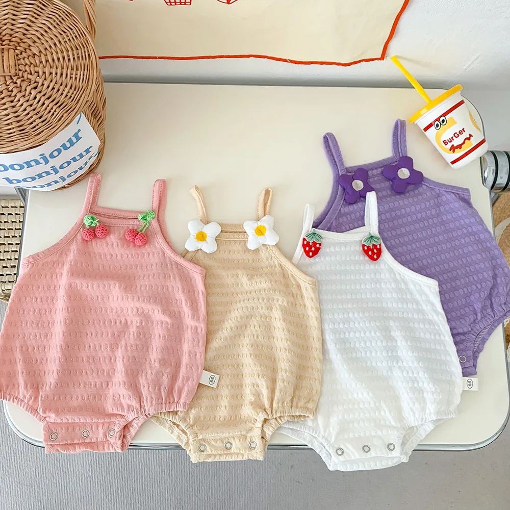 

Summer Baby Romper Cute Sleeveless Jumpsuit for Girls Clothes Newborn Suspenders Bodysuit Thin Korean Infant One-Pieces Onesie